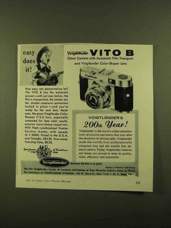1956 Voigtlander Vito B Camera Ad - Easy Does It