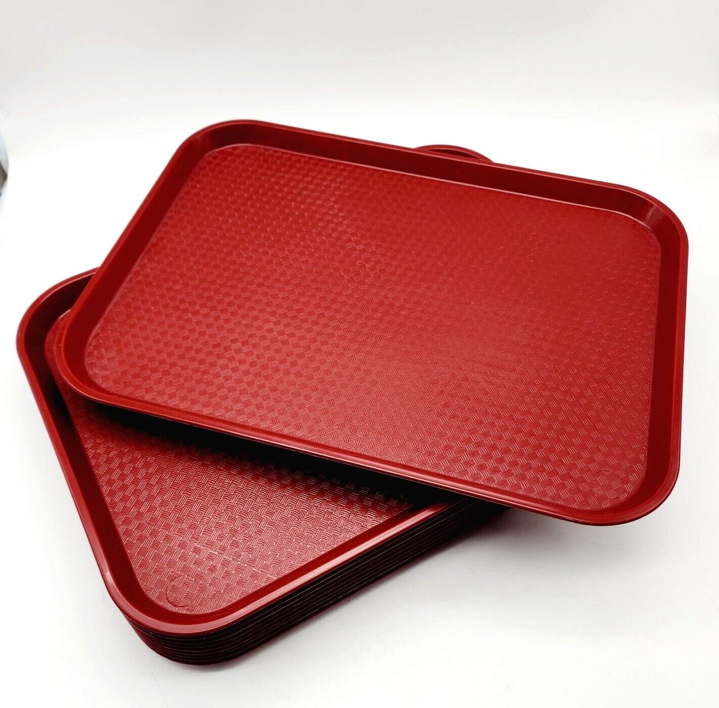 Vintage Cambro Academia 10 pc Cafeteria Lunchroom Trays Red Maroon 16 X 12 NEW