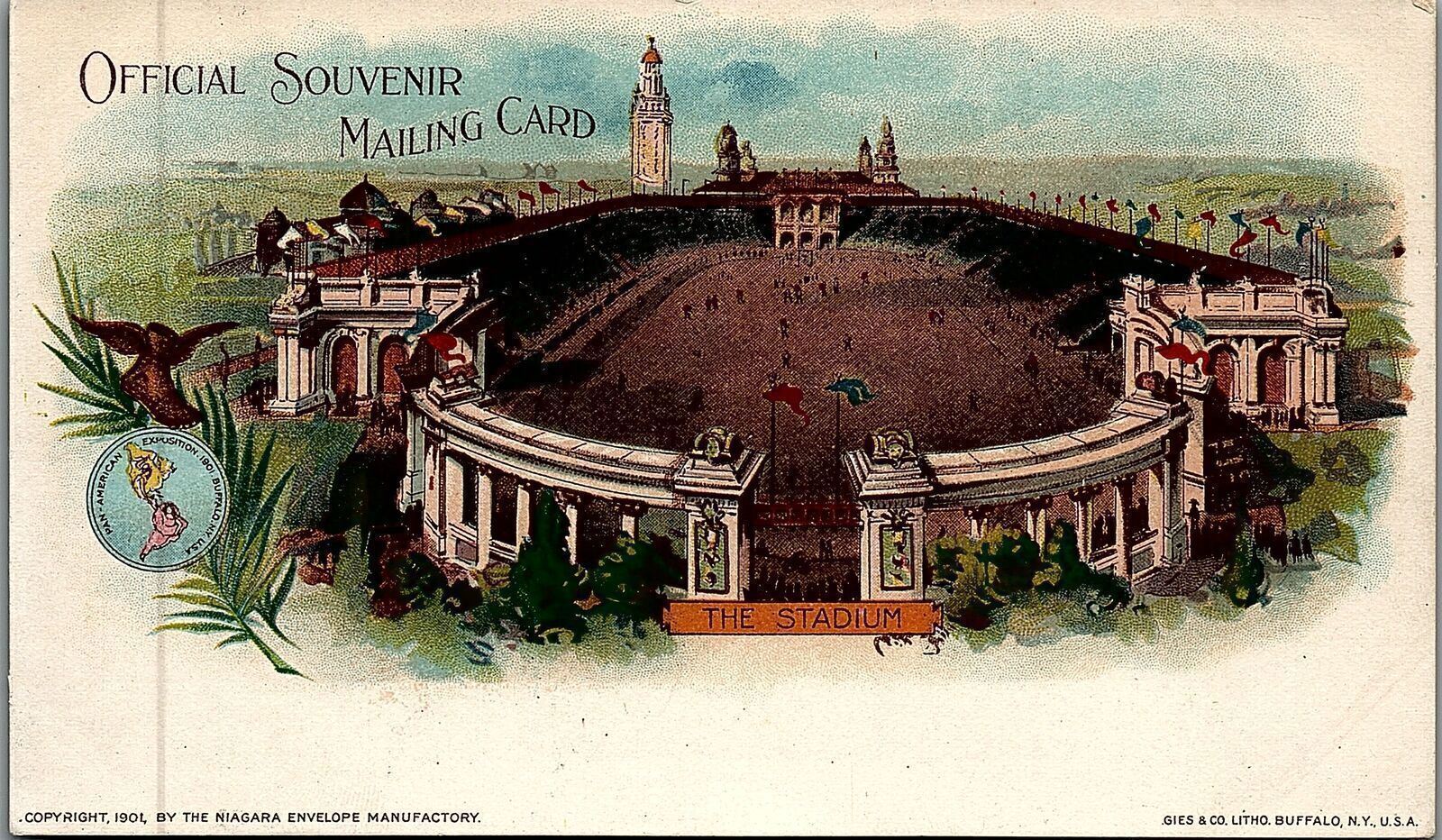 1901 PAN AMERICAN EXPOSITION BUFFALO THE STADIUM SOUVENIR MAILING CARD 25-104