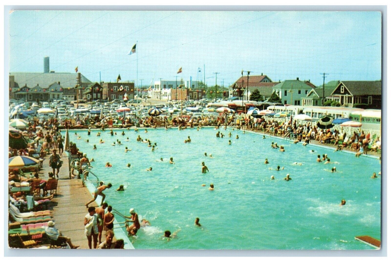 c1960 Large Salt Water Pool Seaside Casino Seaside Heights New Jersey Postcard