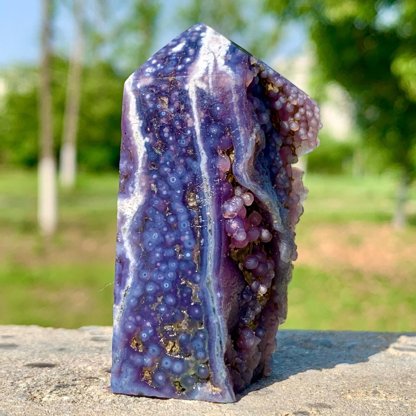 63G  Natural Purple Grape Agate Chalcedony Crystal energy tower reiki healing