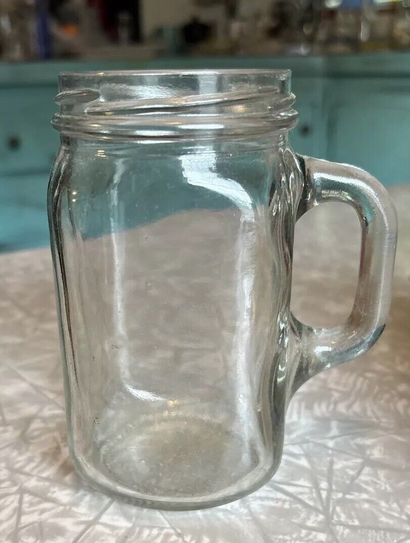 Set of 6 Vintage pint mason drinking jar with handle, 4.75\