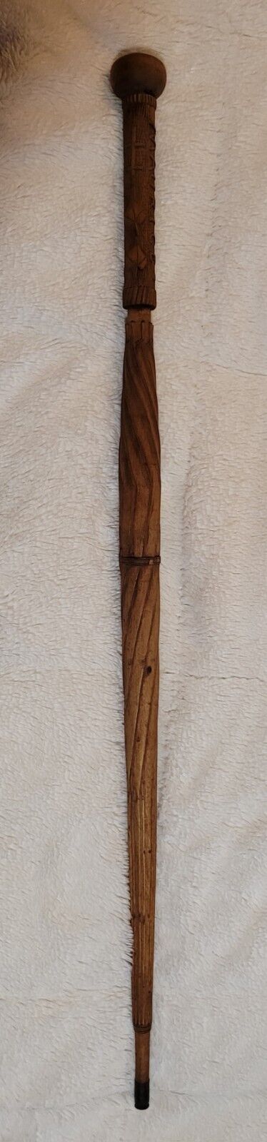 SALE 32% OFF RARE Antique Carved Wooden Umbrella Walking Cane-Fraternity?Ladies?