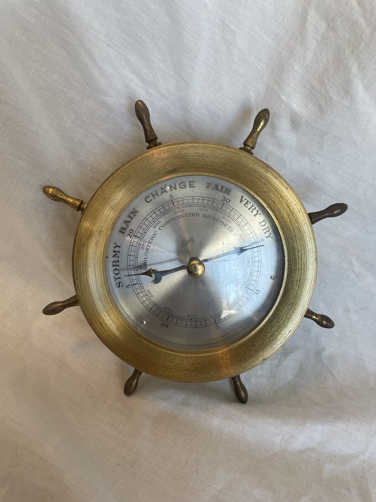 Vintage Schatz Brass Ships Holosteric Compensated Barometer BGM Germany