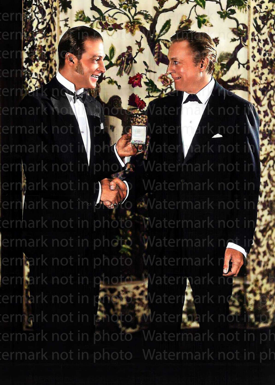 John Barrymore & Rudolph Valentino RARE COLOR Photo 602