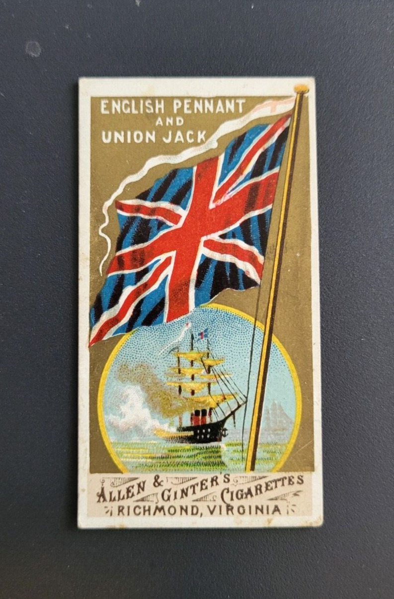 ENGLISH PENNANT AND UNION JACK 1887  Allen & Ginter Flags Of All Nations