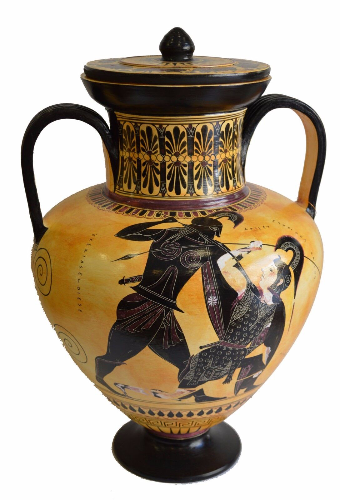 Achilles and Penthesileia - Ancient Greek Amphora Vase- British Museum Replica