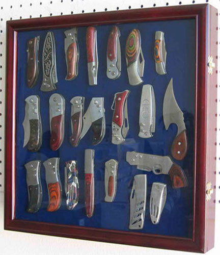 Knife Shadow Box / Display Case with glass door, Hangs Display Cabinet : KC04-CH