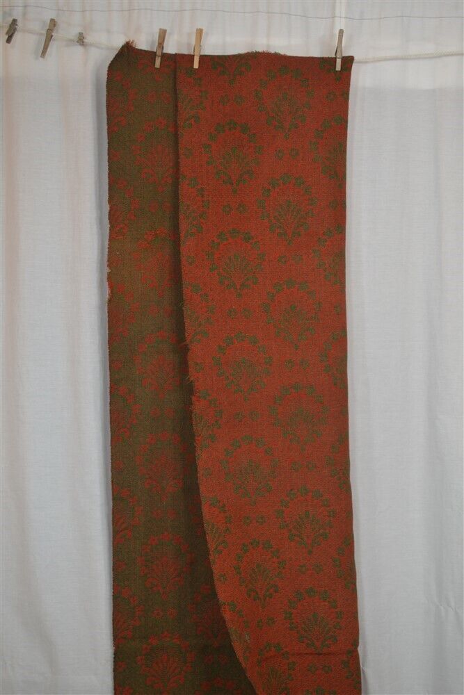 antique flat weave coverlet ingrain carpet wool flat gold red 18/19thc original 