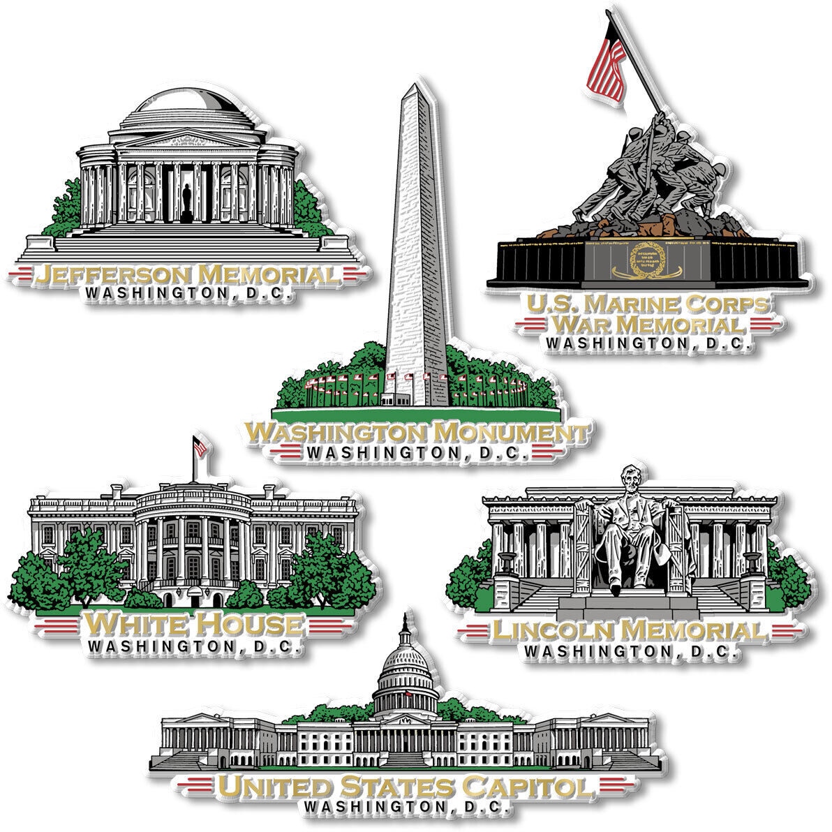 Washington DC Magnet Set of 6 by Classic Magnets