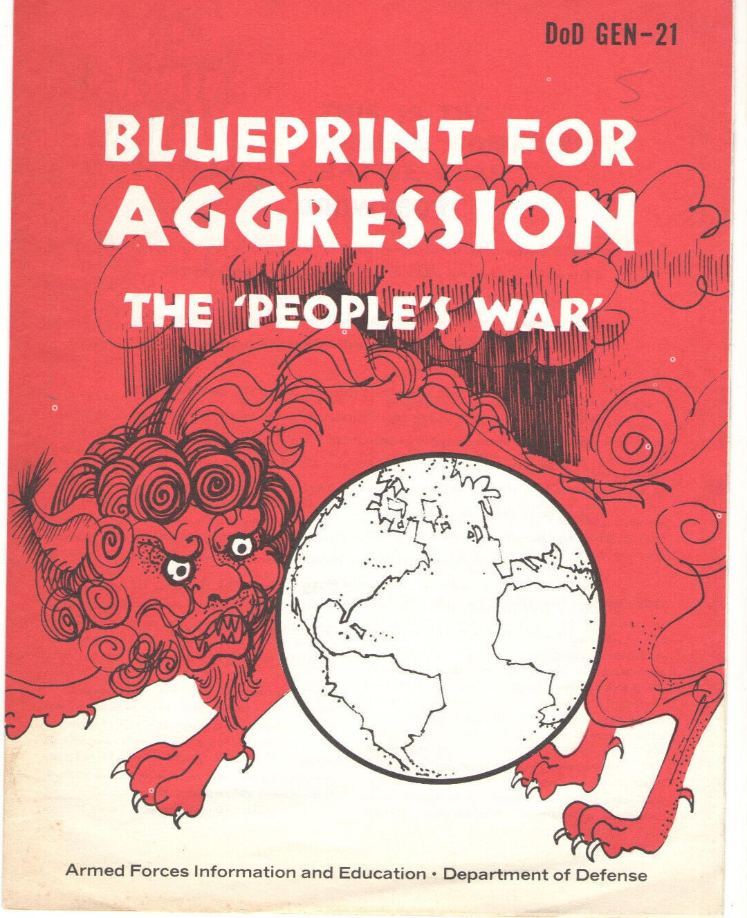 VTG 1966 DEPARTMENT OF DEFENSE BOOKLET BLUEPRINT FOR AGGRESSION-THE PEOPLE'S WAR
