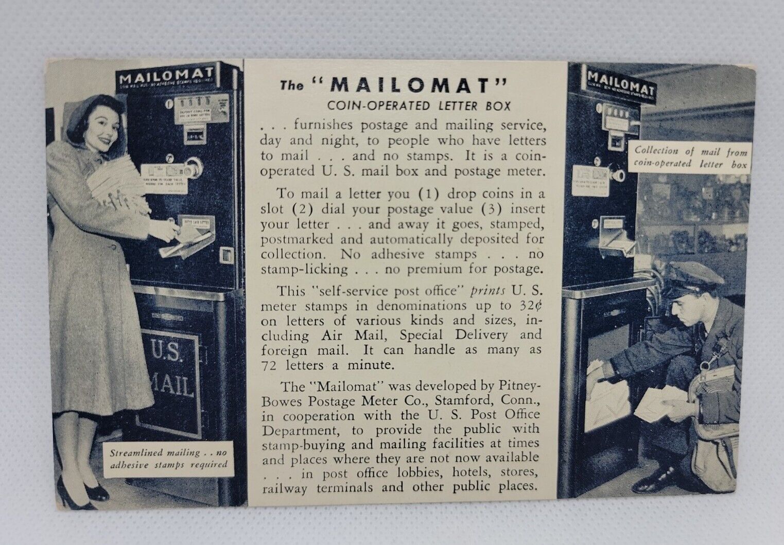 Vintage USPS Advertising Mailomat Kiosk Postal Service Post Office Postcard 