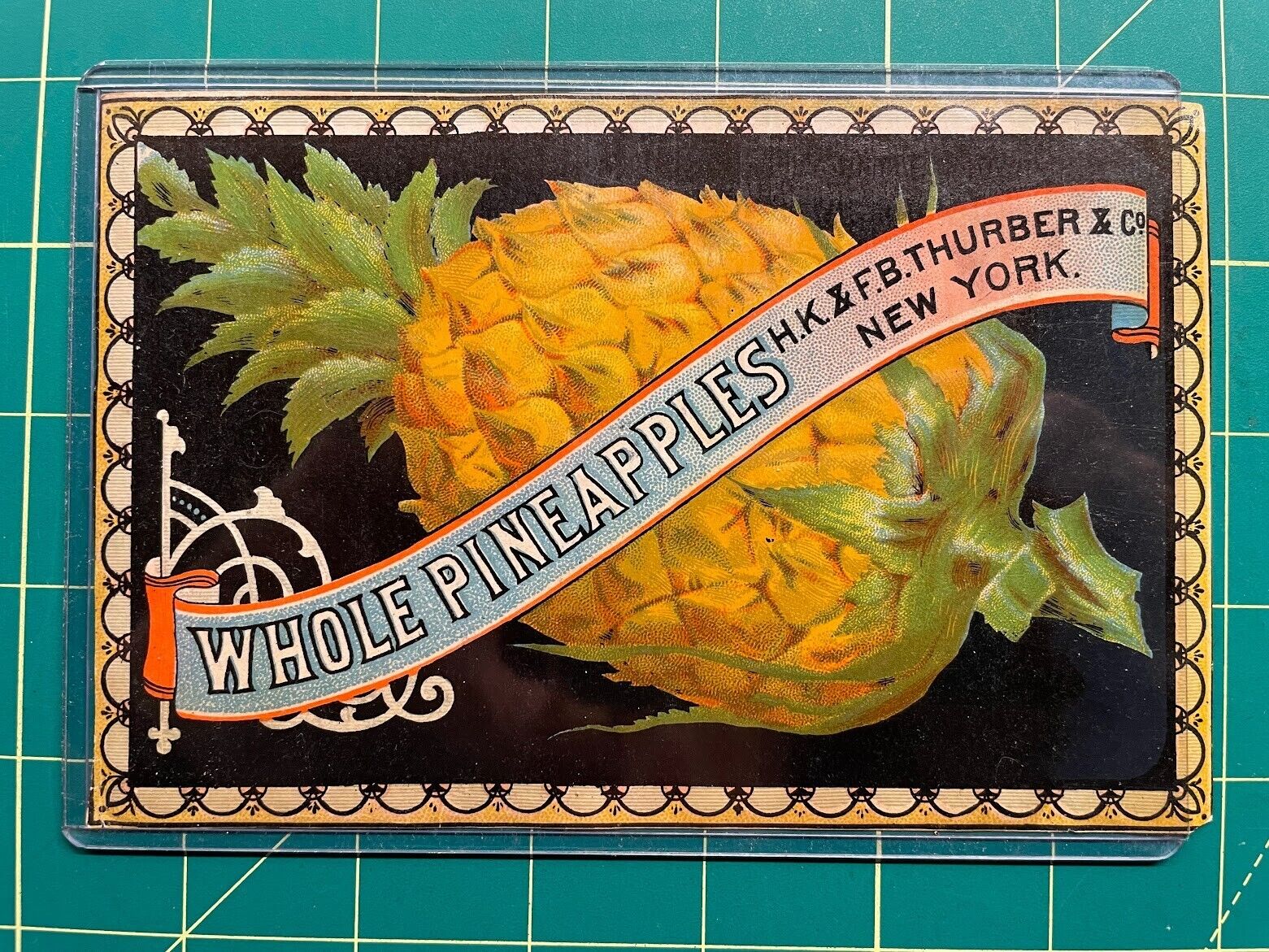 Original 1880s Thurber can label - Whole Pineapples