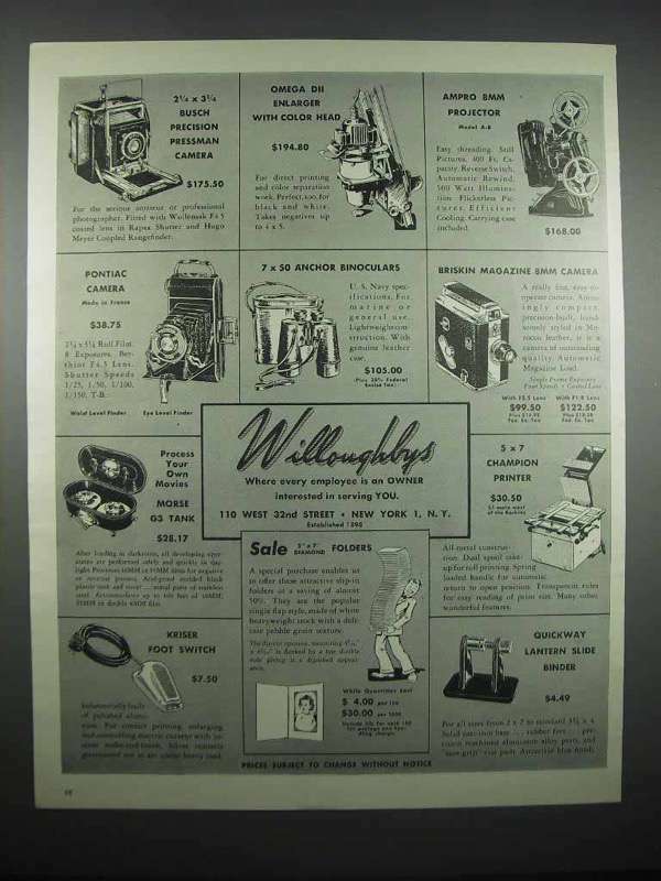 1947 Willoughby\'s Ad - Busch Pressman Camera