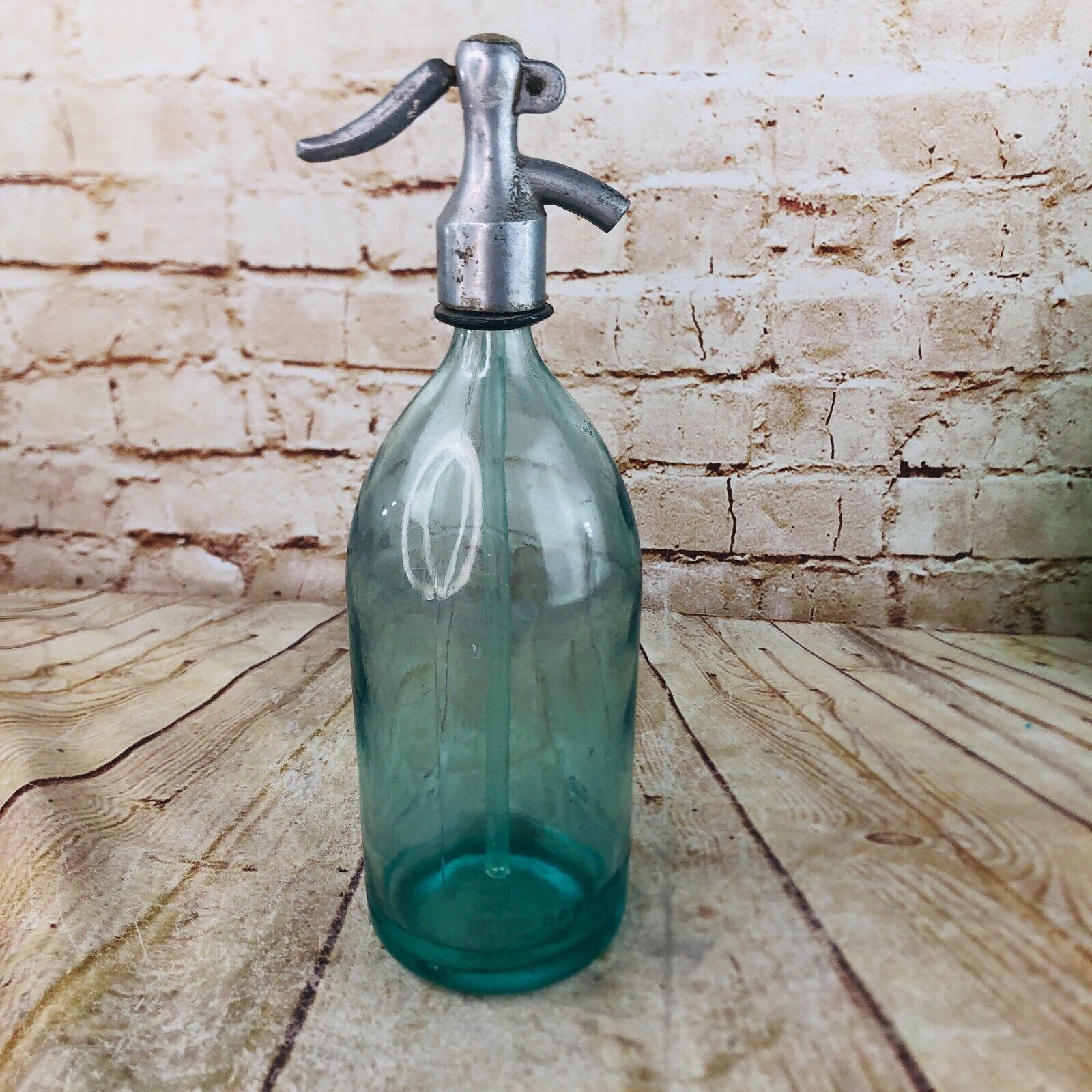 Antique Vintage pale Blue  Glass Seltzer Bottle 13.5\