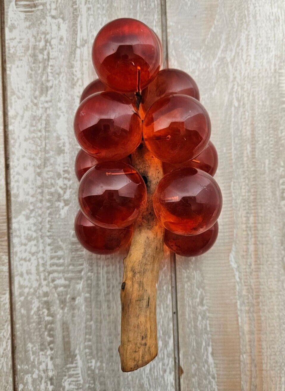 Vintage Reddish Orange Lucite Grape Cluster 1970s