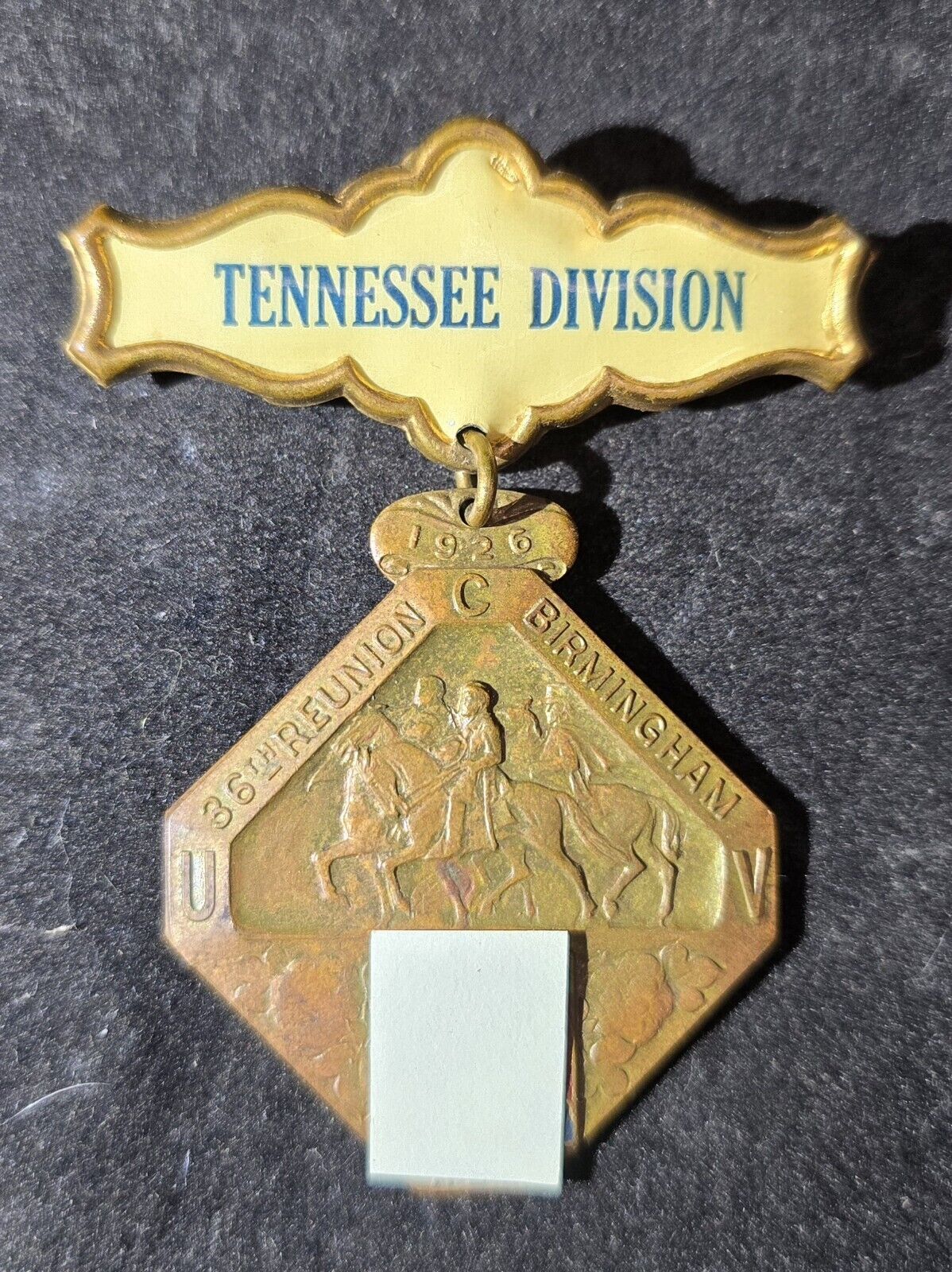 1926 United Confederate Veterans UCV 36th Reunion Medal Badge Birmingham AL.