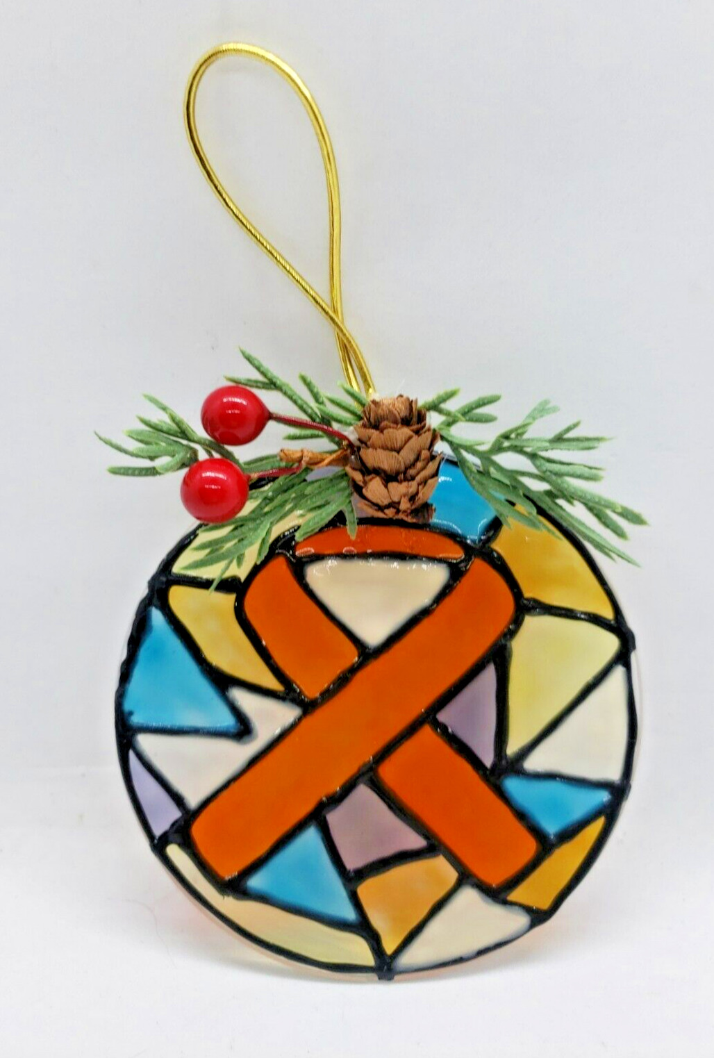 Orange Awareness Ribbon Christmas Ornament  Kidney Cancer, Hunger, Lupus, Animal