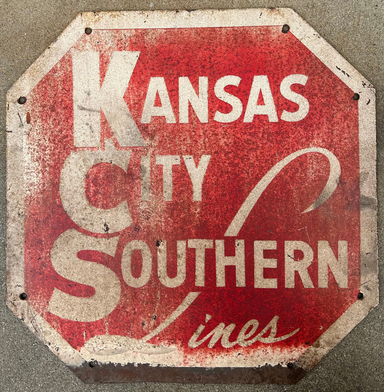 VTG authentic KANSAS CITY SOUTHERN LINES Train Railroad SIGN 21\