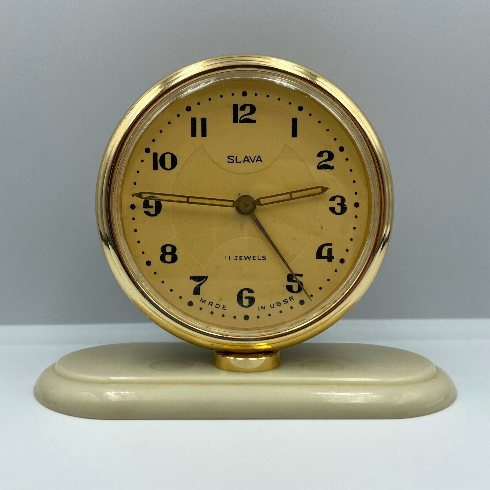 Vintage Watch Alarm Clock Slava USSR Soviet Mechanical 11 jewels Rare СССР 60s
