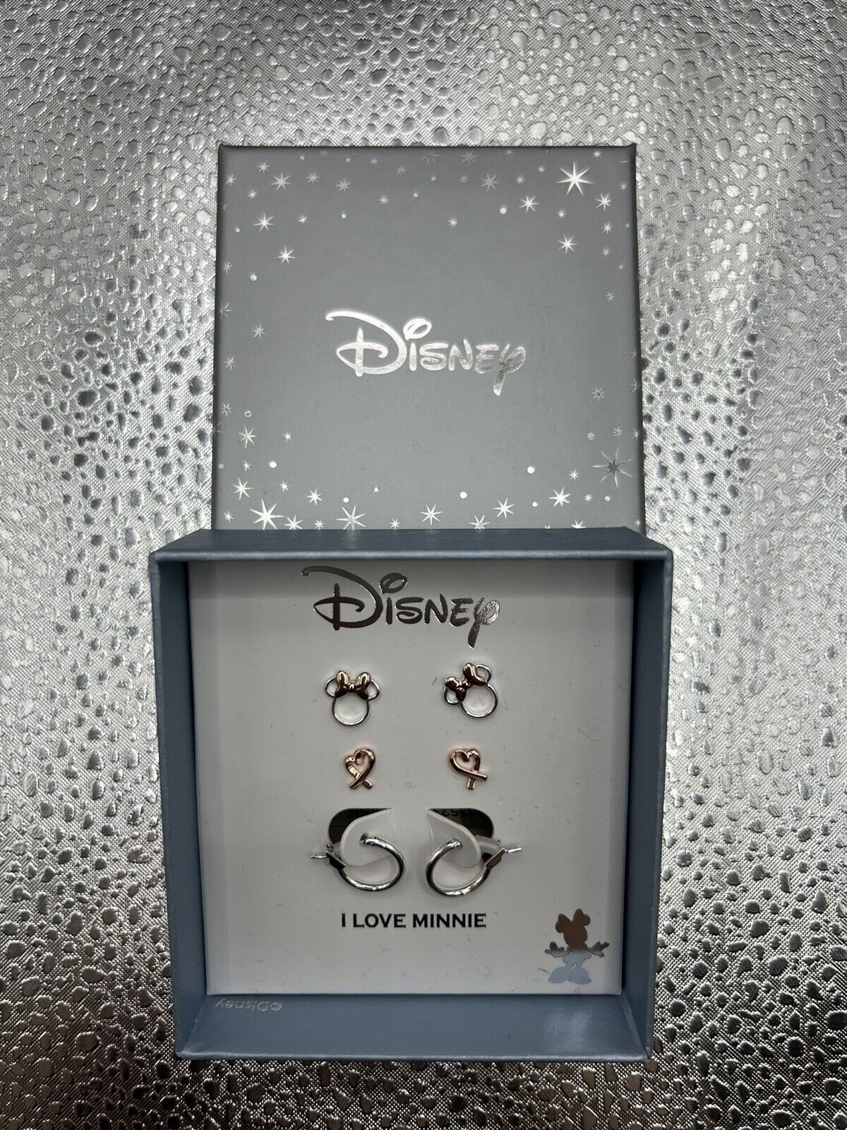 DISNEY Silver Plated  MINNIE MOUSE 3 Pair EARRING Set 