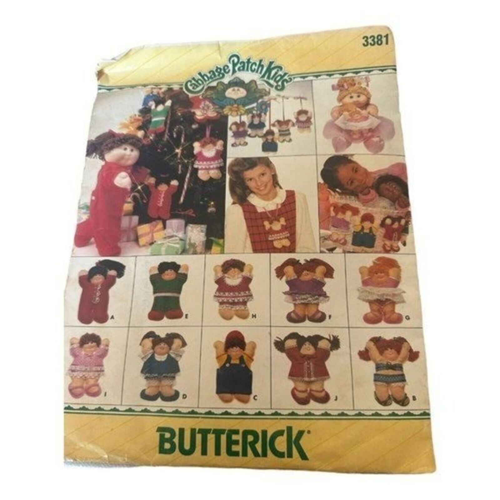 Cabbage Patch Kids 1985 Christmas Ornament Patterns Butterick 3381 Vintage Craft