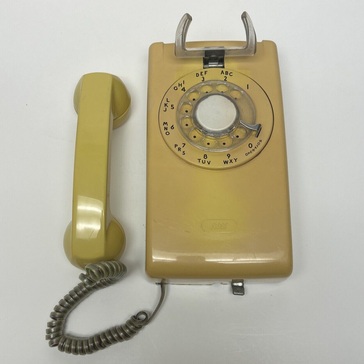 Vintage Western Electric Bell System Telephone Yellow Rotary Dial Wall Mount