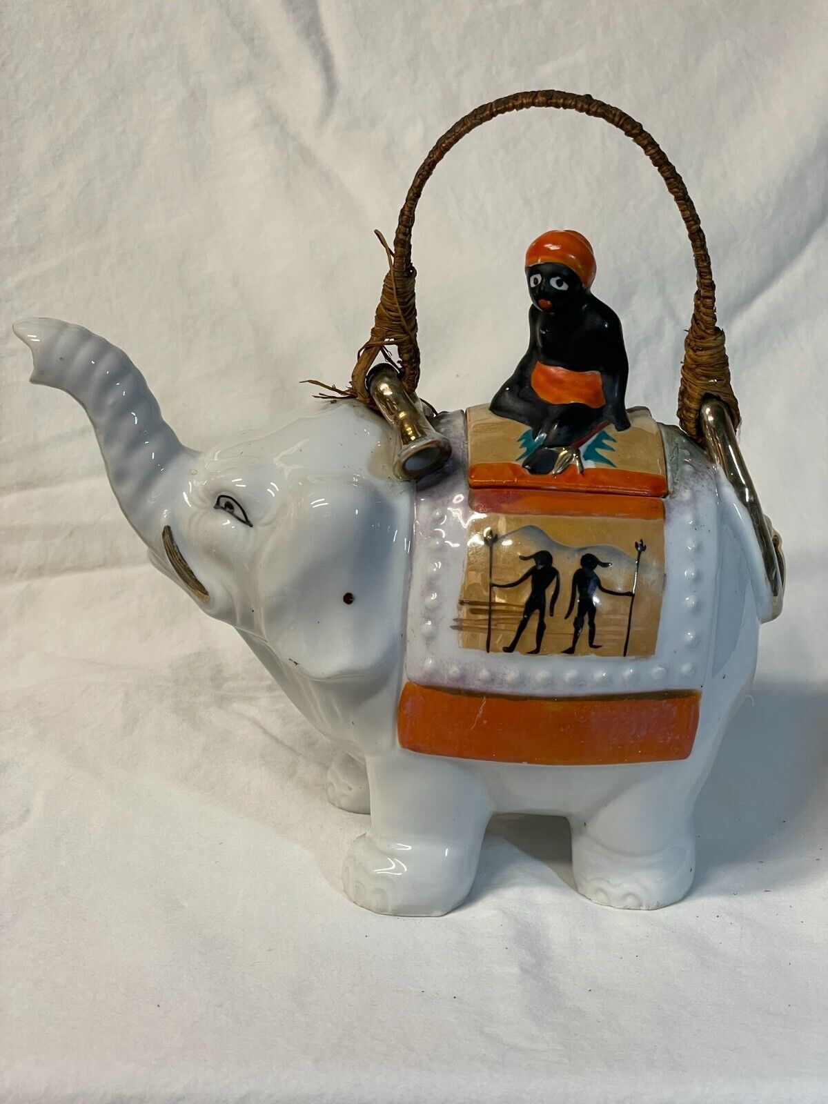 Vtg 1920\'s Takito Japan Hand-Painted Elephant Teapot Blackamoor Egyptian signed