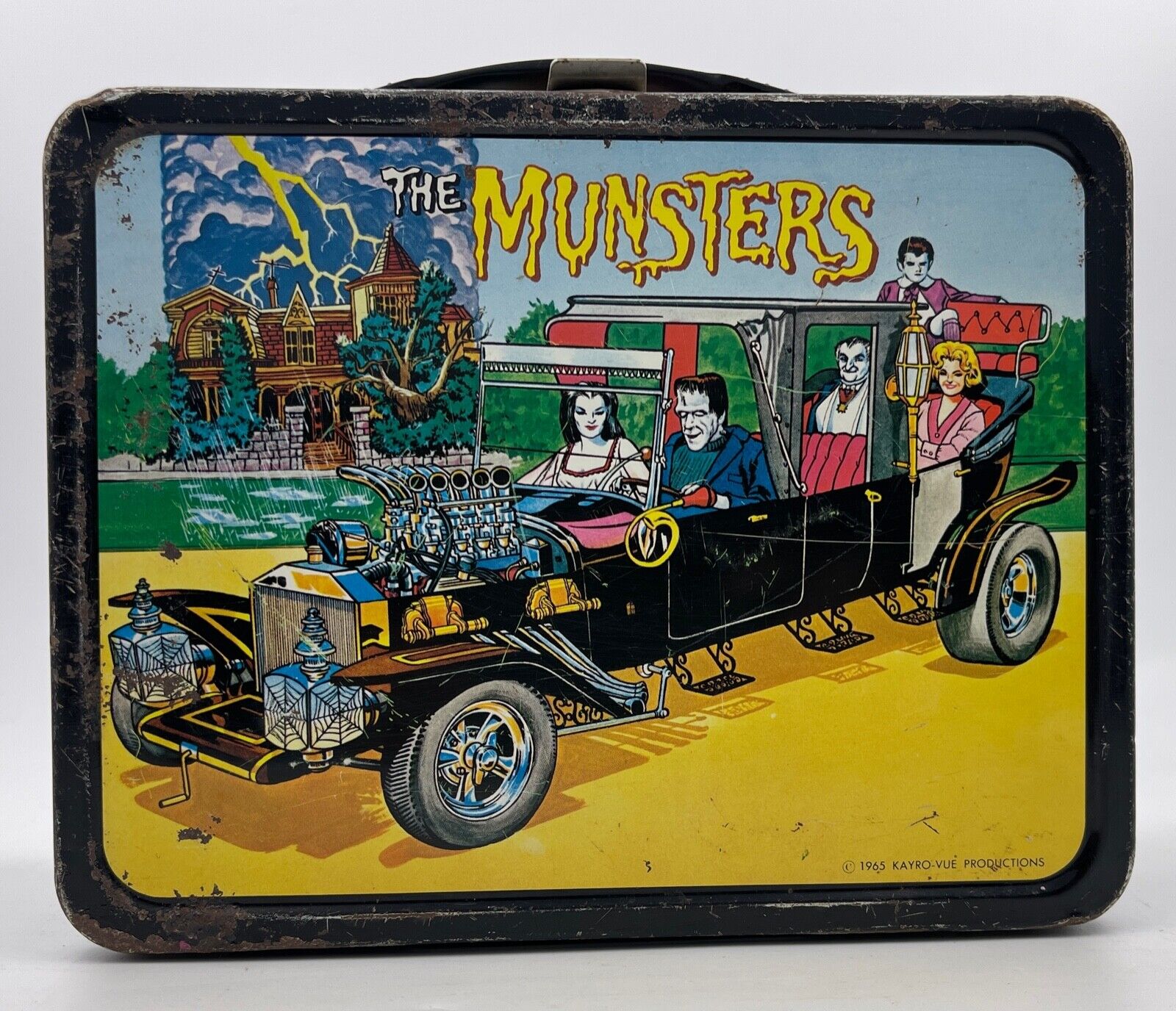 1965 VINTAGE THE MUNSTERS LUNCH BOX WITH THERMOS THERMO