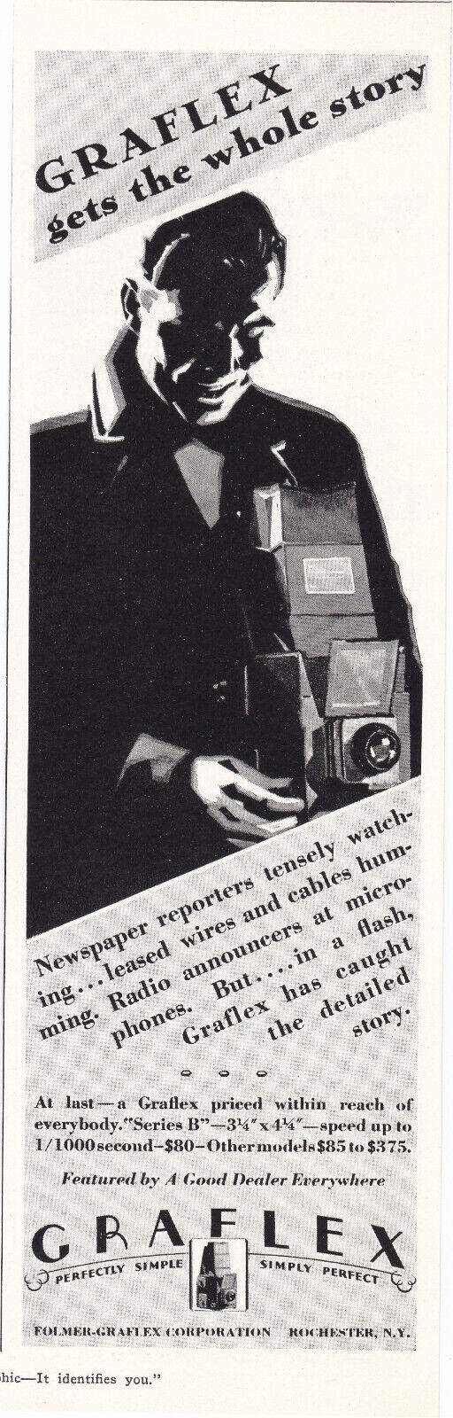 1928 Graflex Camera Vintage Print Ad Artwork of Man Using Old Camera