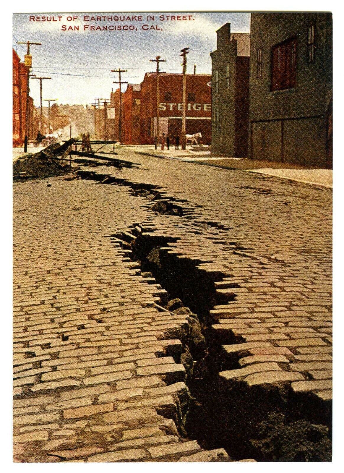  1906 SAN FRANCISCO EARTHQUAKE DEVASTATION BRICK STREET CRACK~NEW 1983 POSTCARD