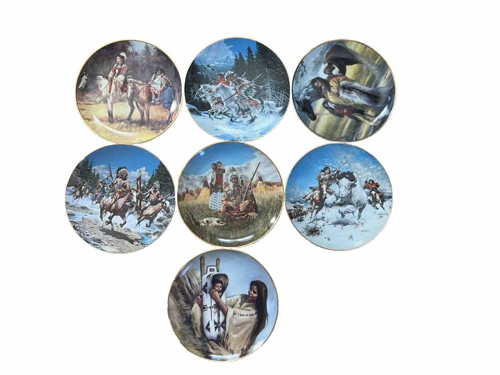 Franklin Mint Hamilton Collection Native American Porcelain Plates Lot Of 7
