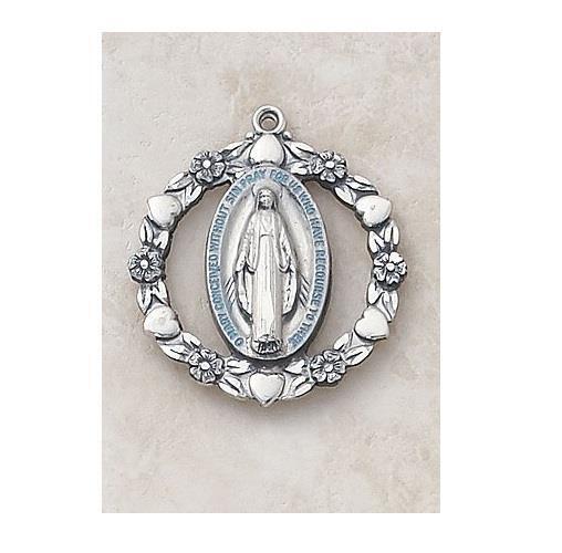 Blue Miraculous Medal A Symbol of Grace Size 1 in Dia with 24 in L Chain