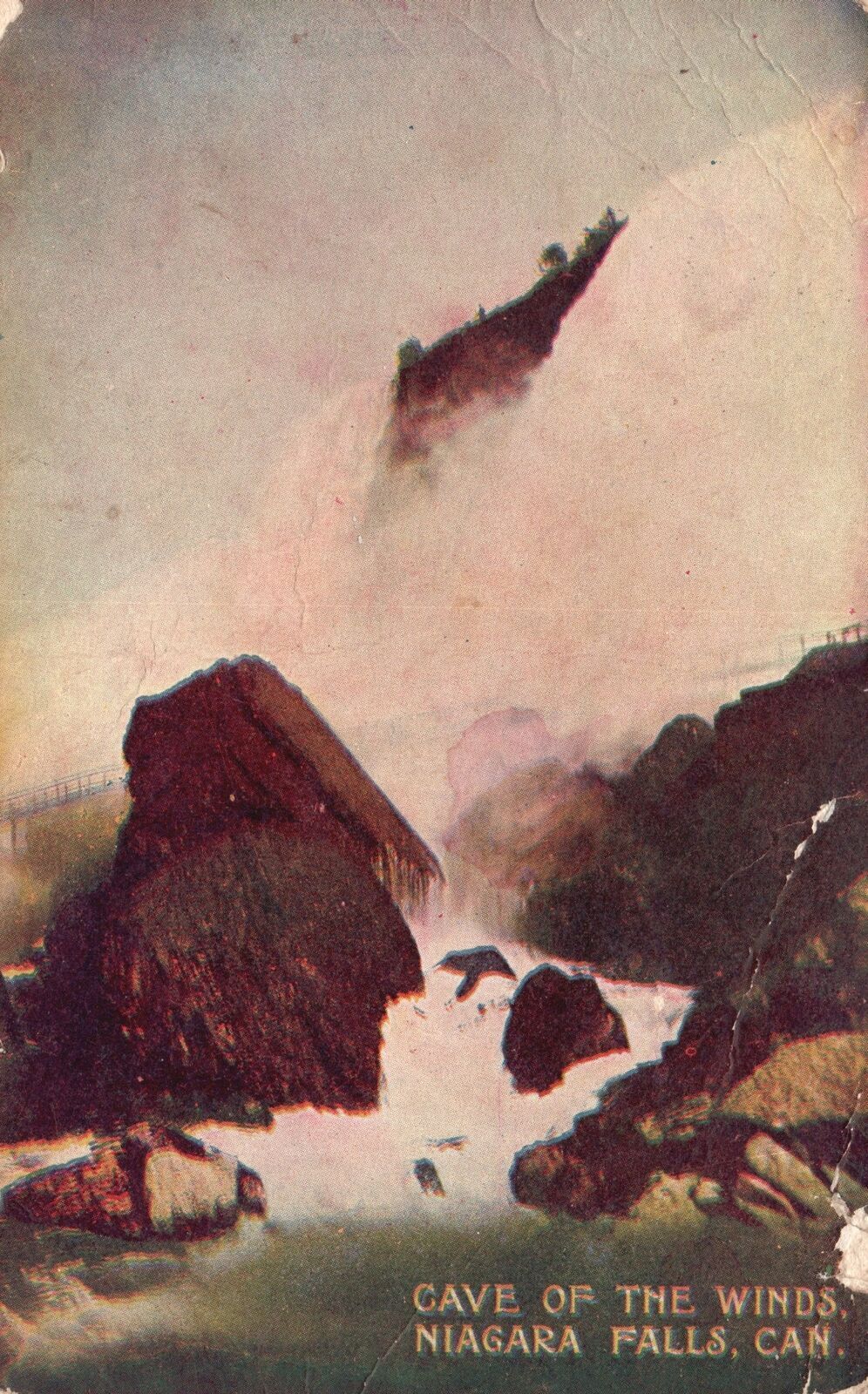 Vintage Postcard 1910\'s Cave Of The Winds Niagara Falls Canada Johnston\'s Art