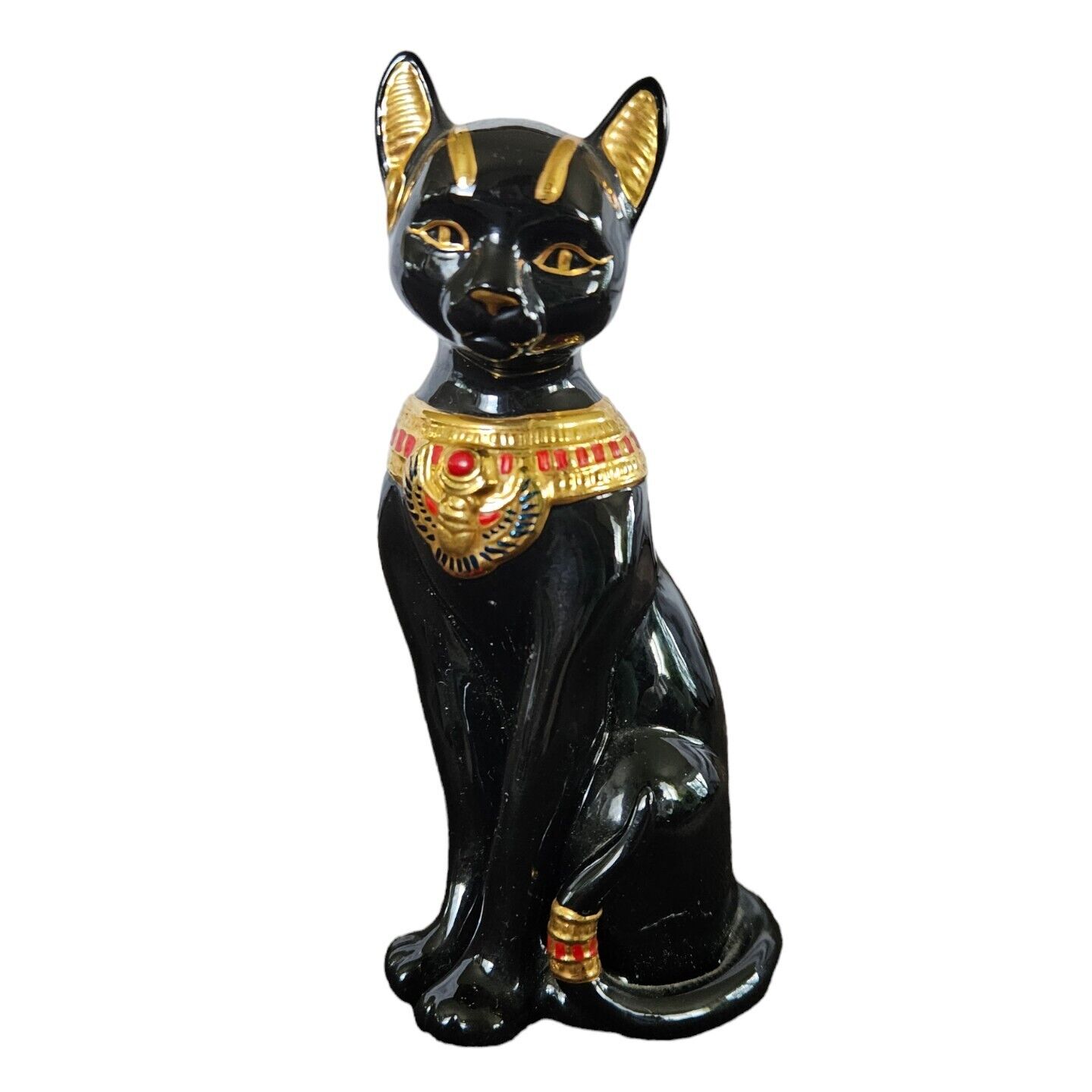 Lenox Egyptian Cat Goddess Figurine Porcelain Black Gold Accent 1995 Retired