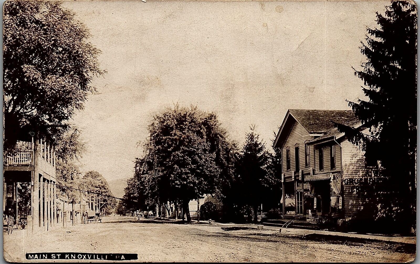 1909 KNOXILLE PENNSYLVANIA MAIN STREET GROCERY TOWN PHOTO RPPC POSTCARD 38-87