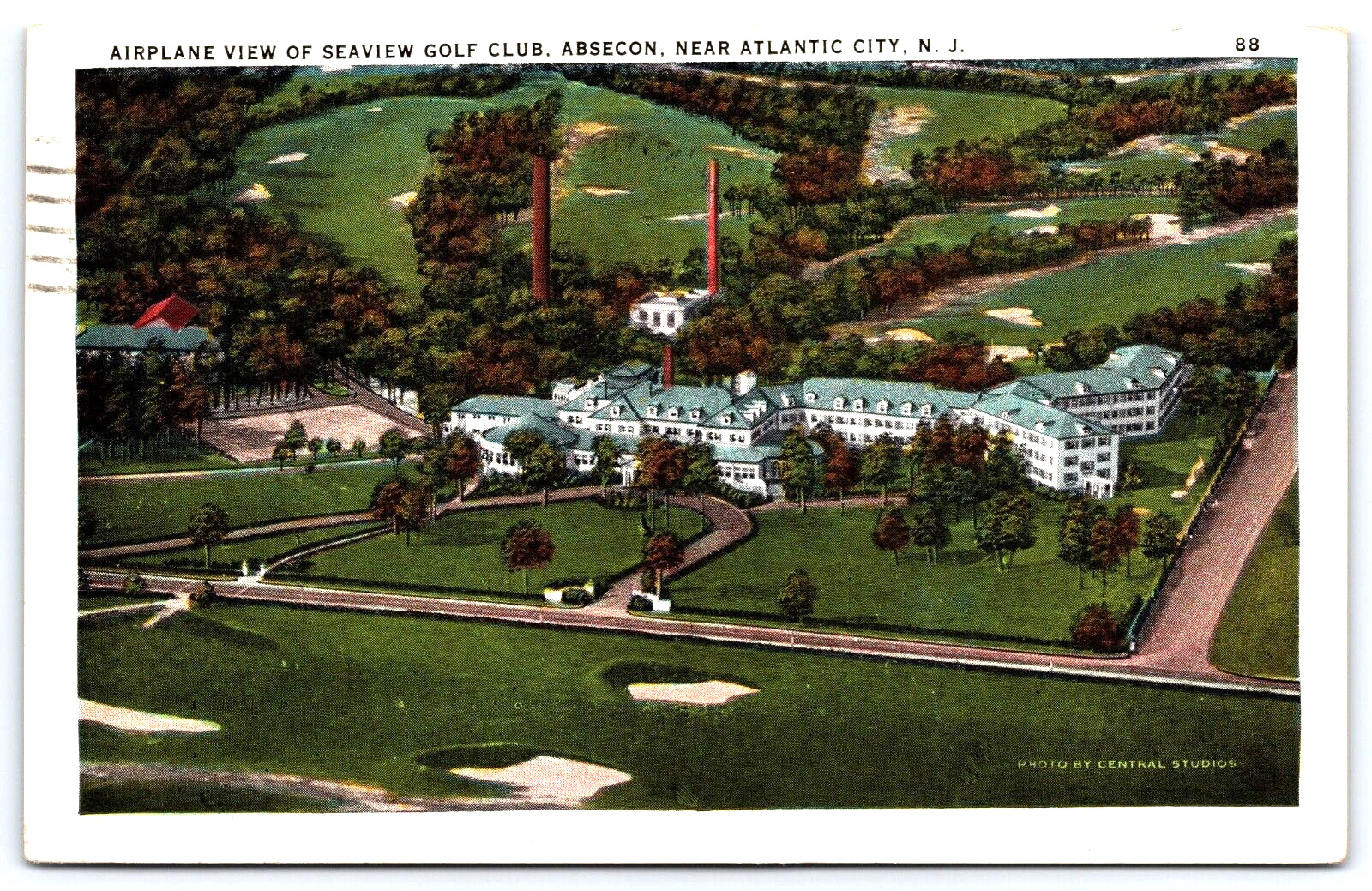 Postcards 1934 Aerial View Seaview Golf Club Absecon Atlantic City NJ A11