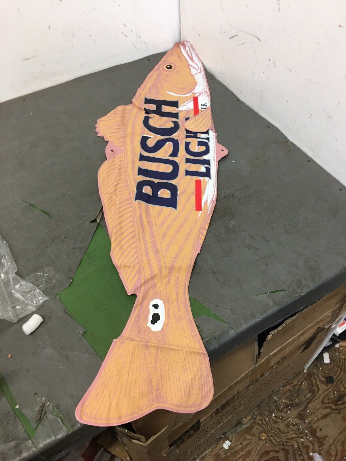 Vintage Busch Beer Cod Fish Hanging Inflatable Rare 12x45.5” Open 