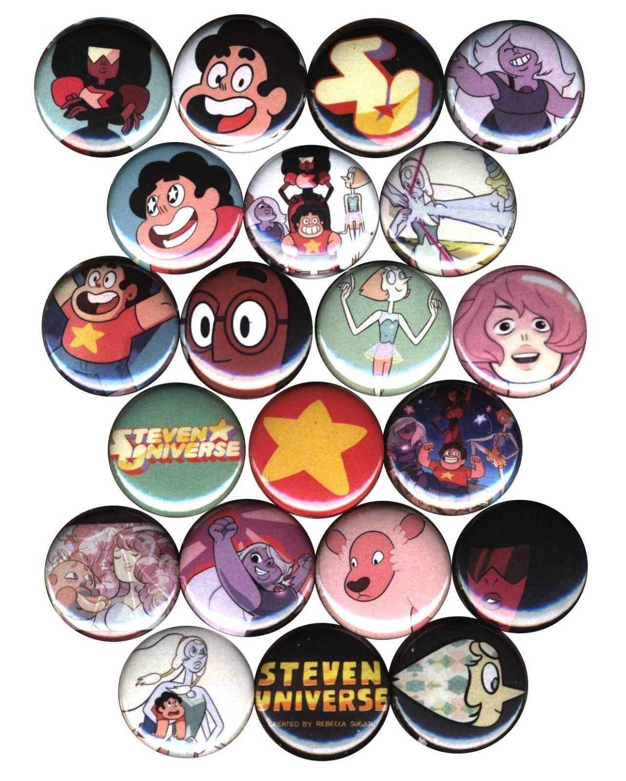 Steven Universe Big Set of 21 Buttons-Pins-Badges Cartoon Network Party Favors