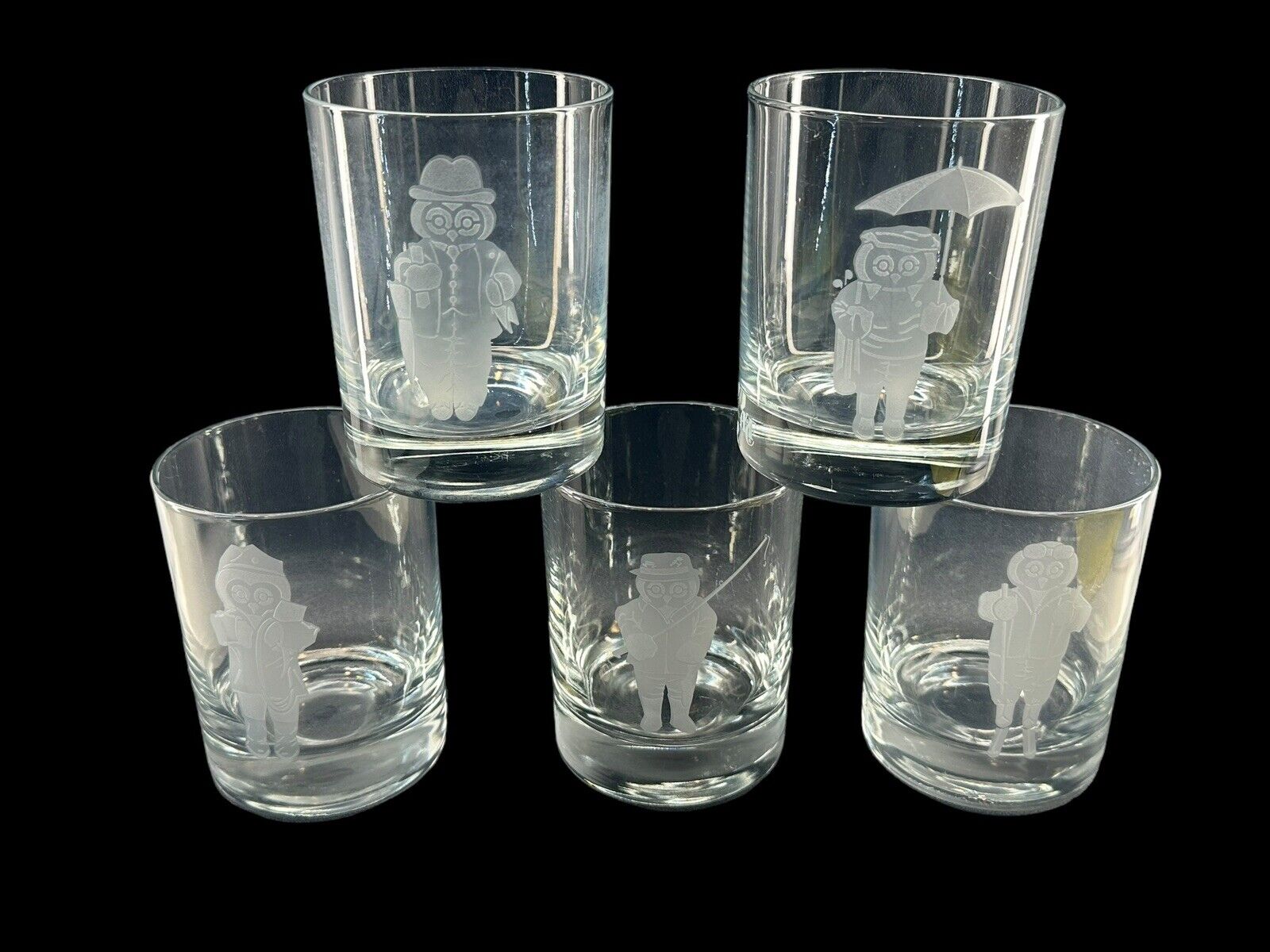 5 Abercrombie & Fitch X London Owl Company Old Fashioned Etched Drinking Barware