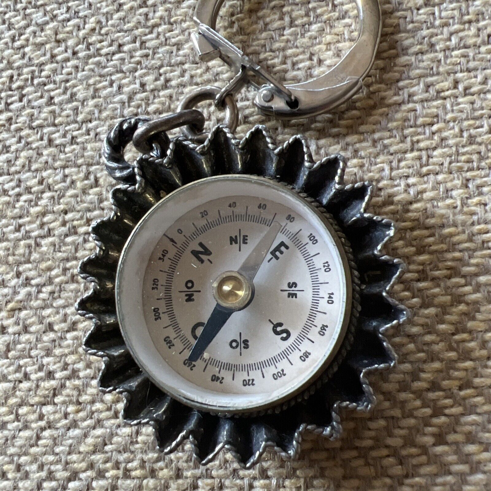 Vintage Keychain Compass Rare Old