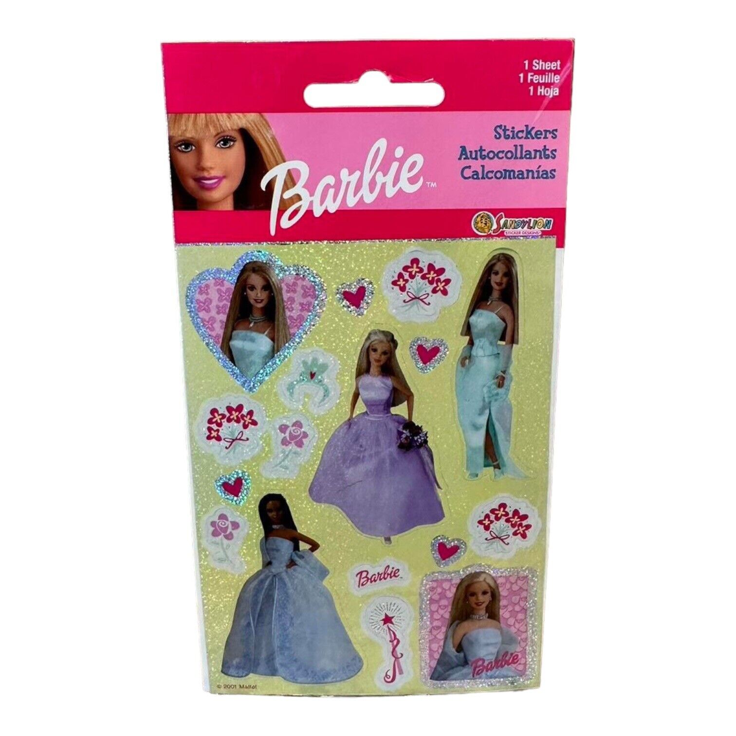 Sealed vintage 2000 SandyLion Barbie Doll stickers Barbie in multiple gowns