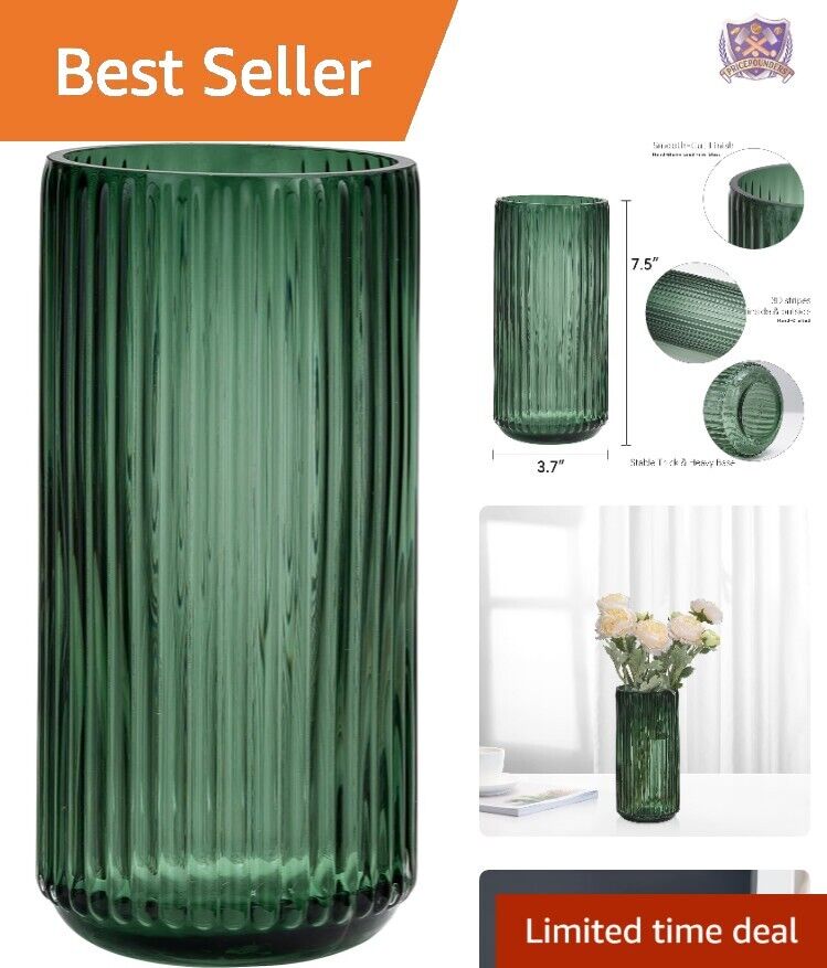 Exquisite Decorative Glass Vase - 7.5 inch - Versatile - Green
