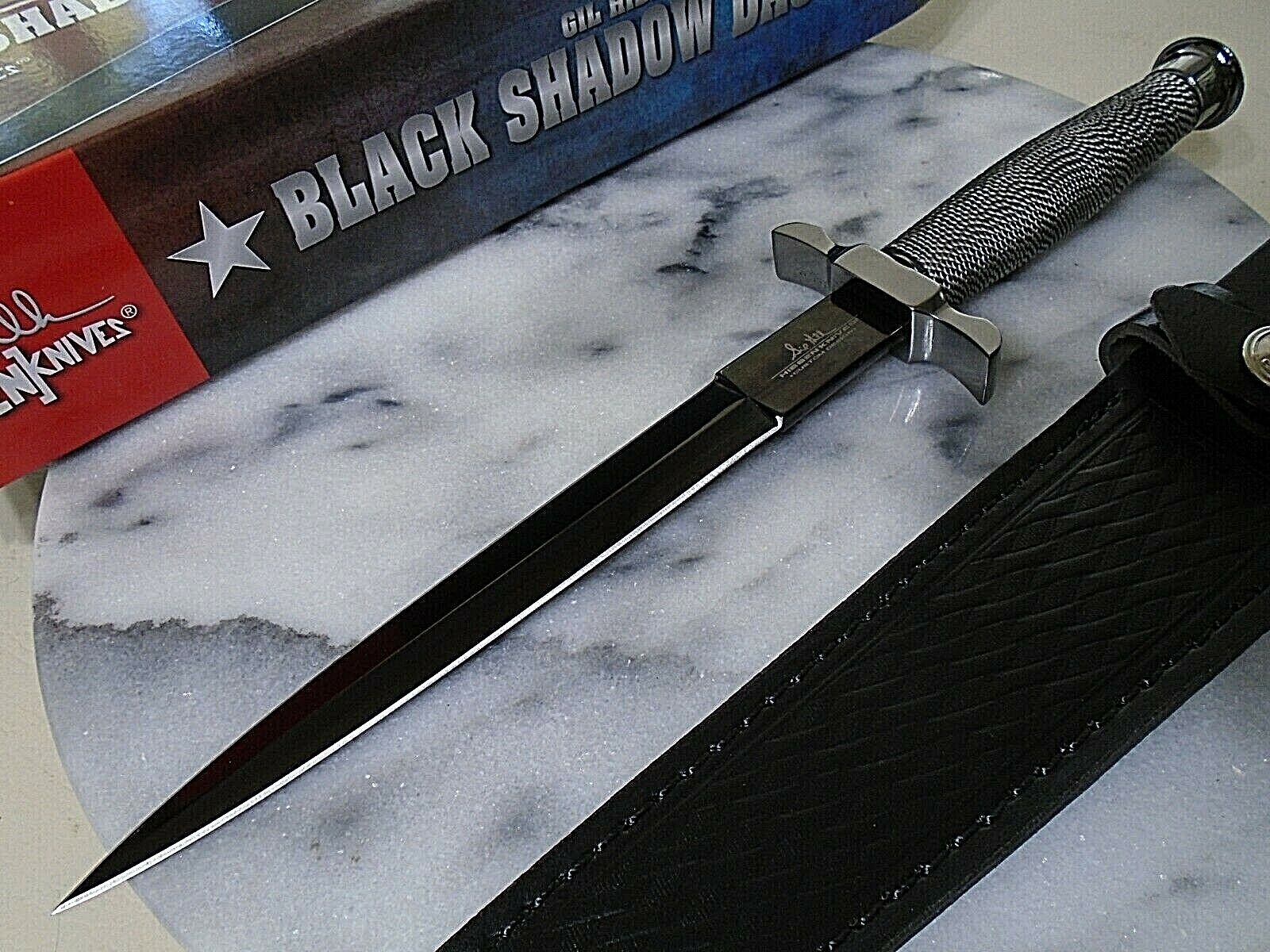 Gil Hibben Black Shadow Dual Edge Dagger Fixed Blade Knife GH0441B Clip Sheath 