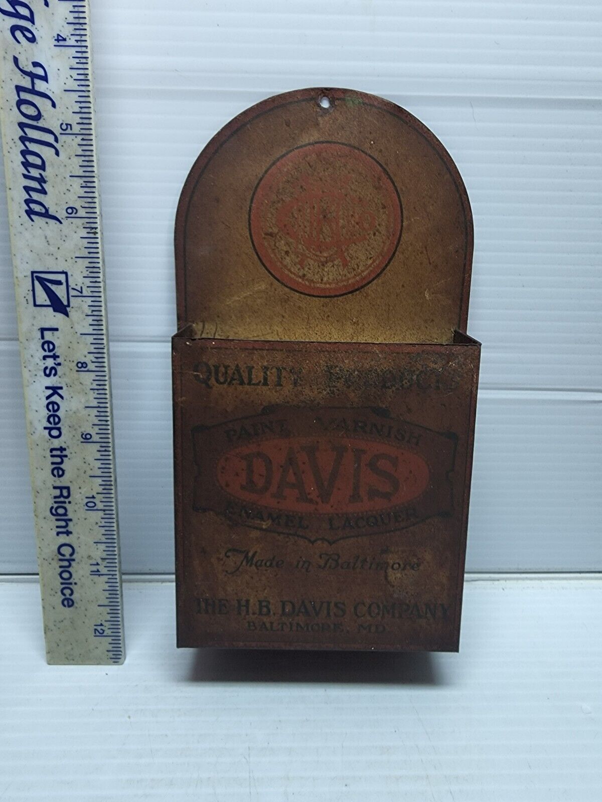 Antique H.B. Davis Paint Enamel Company Baltimore MD Match Safe Wall Sign 