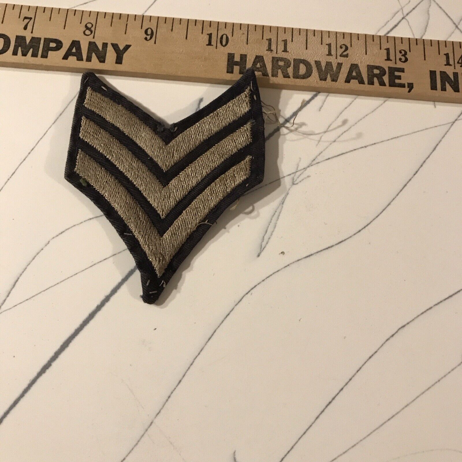 Vintage Army Sargent 3 Gold Bars Patch
