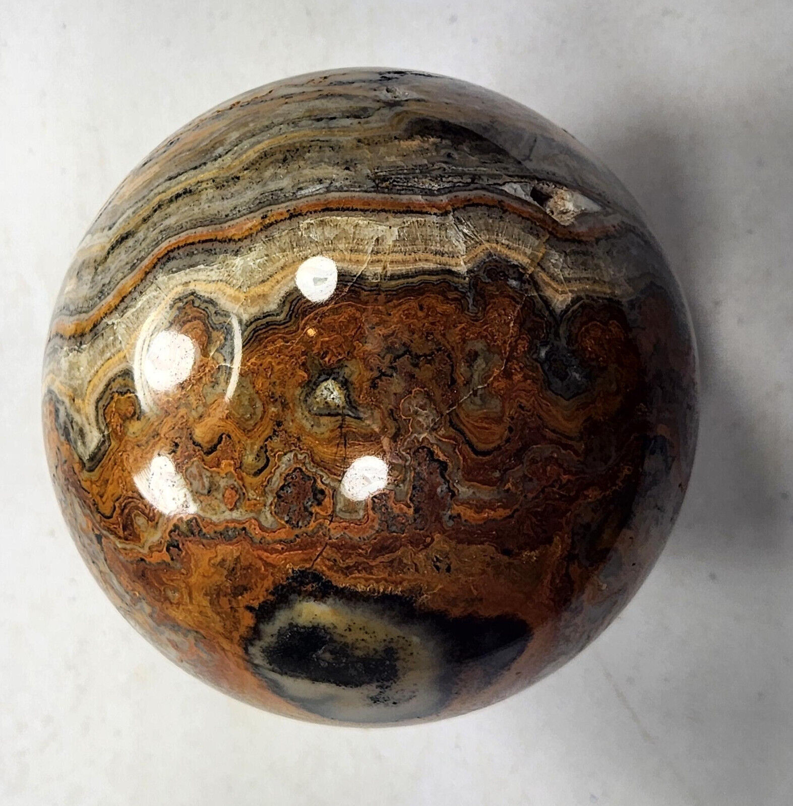 Large Onyx 101mm  Home Decorator Sphere from Mayer, AZ Unique Healing Gift 6117