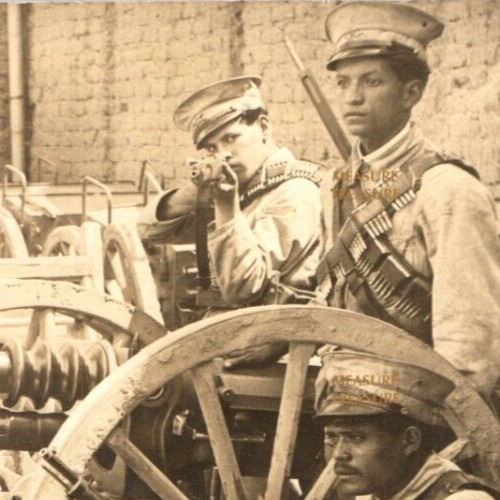 C.1910 RPPC WOW MEXICAN REVOLUTION ERA SOLDIERS GUNS ARMY ARTILLERY Postcard PS