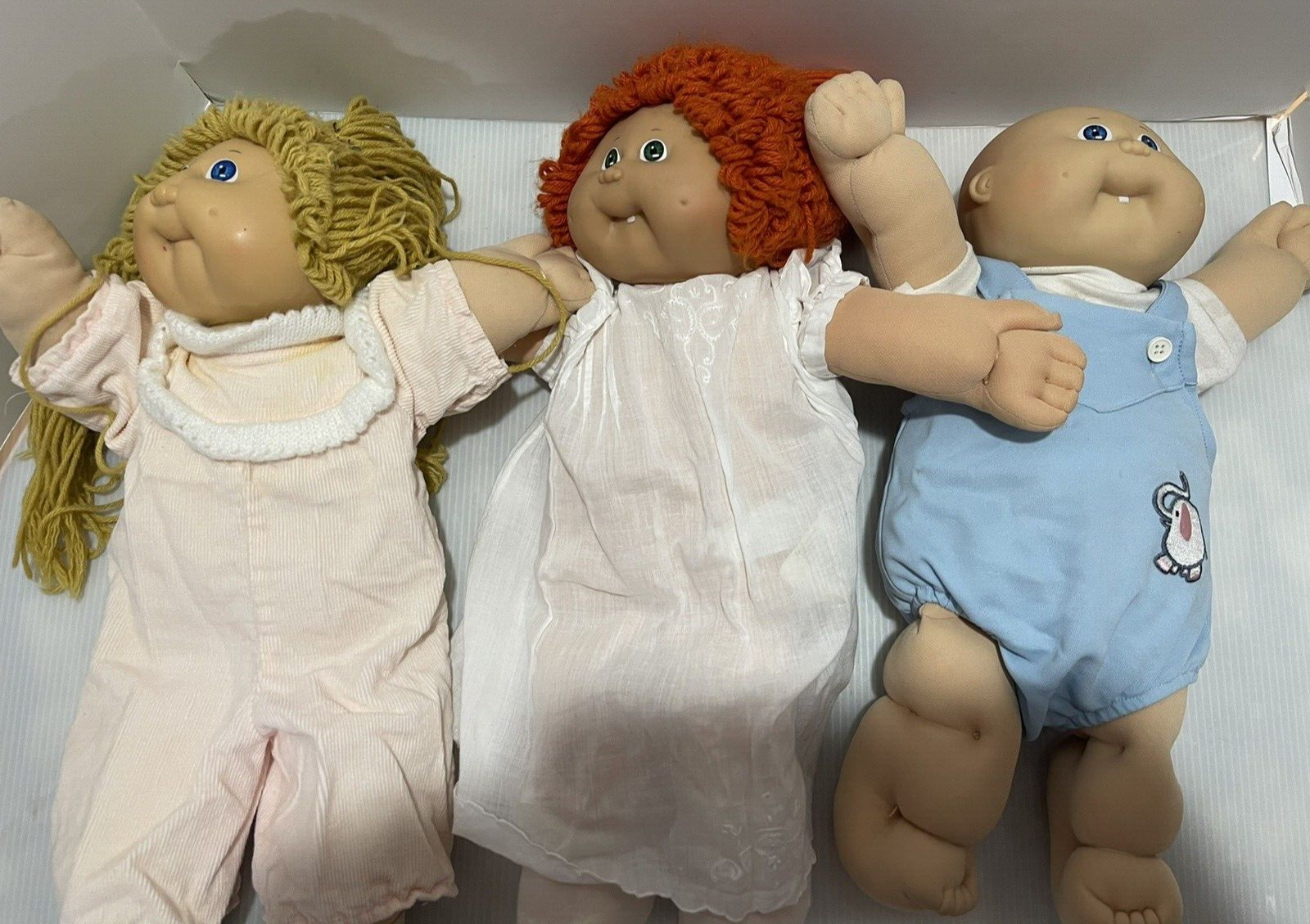 Used VTG LOT of 3 Cabbage Patch Kids CPK Baby Plush Dolls
