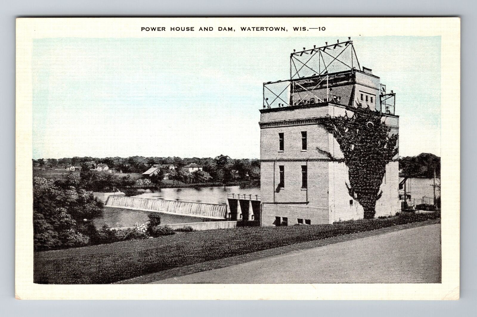 Watertown, WI-Wisconsin, Power House And Dam Antique, Vintage Souvenir Postcard